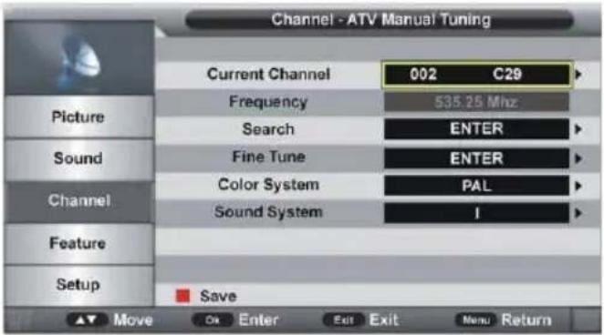 TOKAI TTE32A6604K - ATV Manual Search (for ATV input source only) - 1