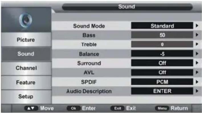 TOKAI TTE32A6604K - Sound Menu - 1