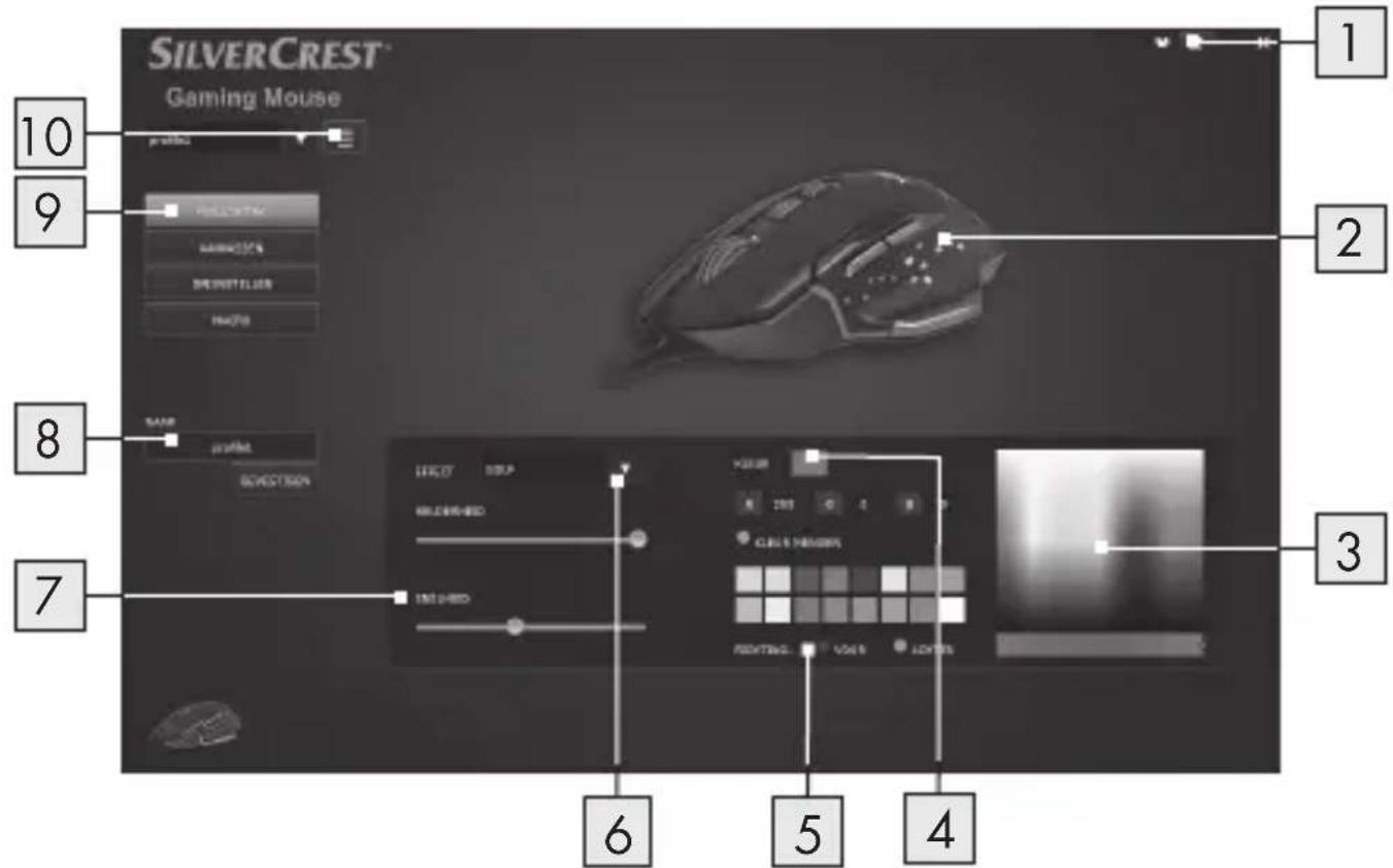 SILVERCREST SGM 4000 A1 - Overzicht van de werkingselementen van de software - 1