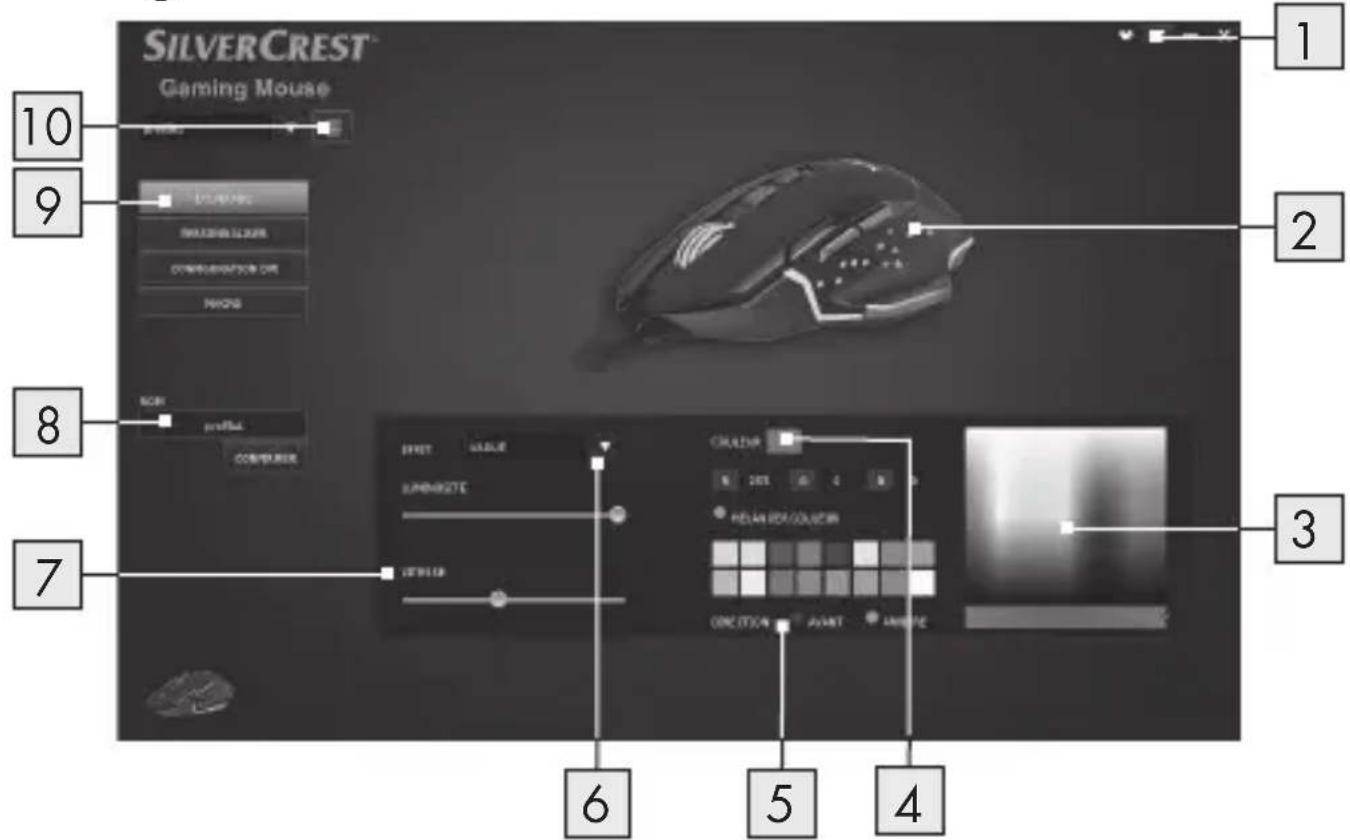 SILVERCREST SGM 4000 A1 - Vue d'ensemble des éléments de fonctionnement du logiciel - 1