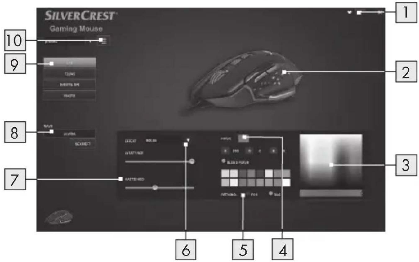 SILVERCREST SGM 4000 A1 - Oversigt over elementer til, at styre softwaren - 1