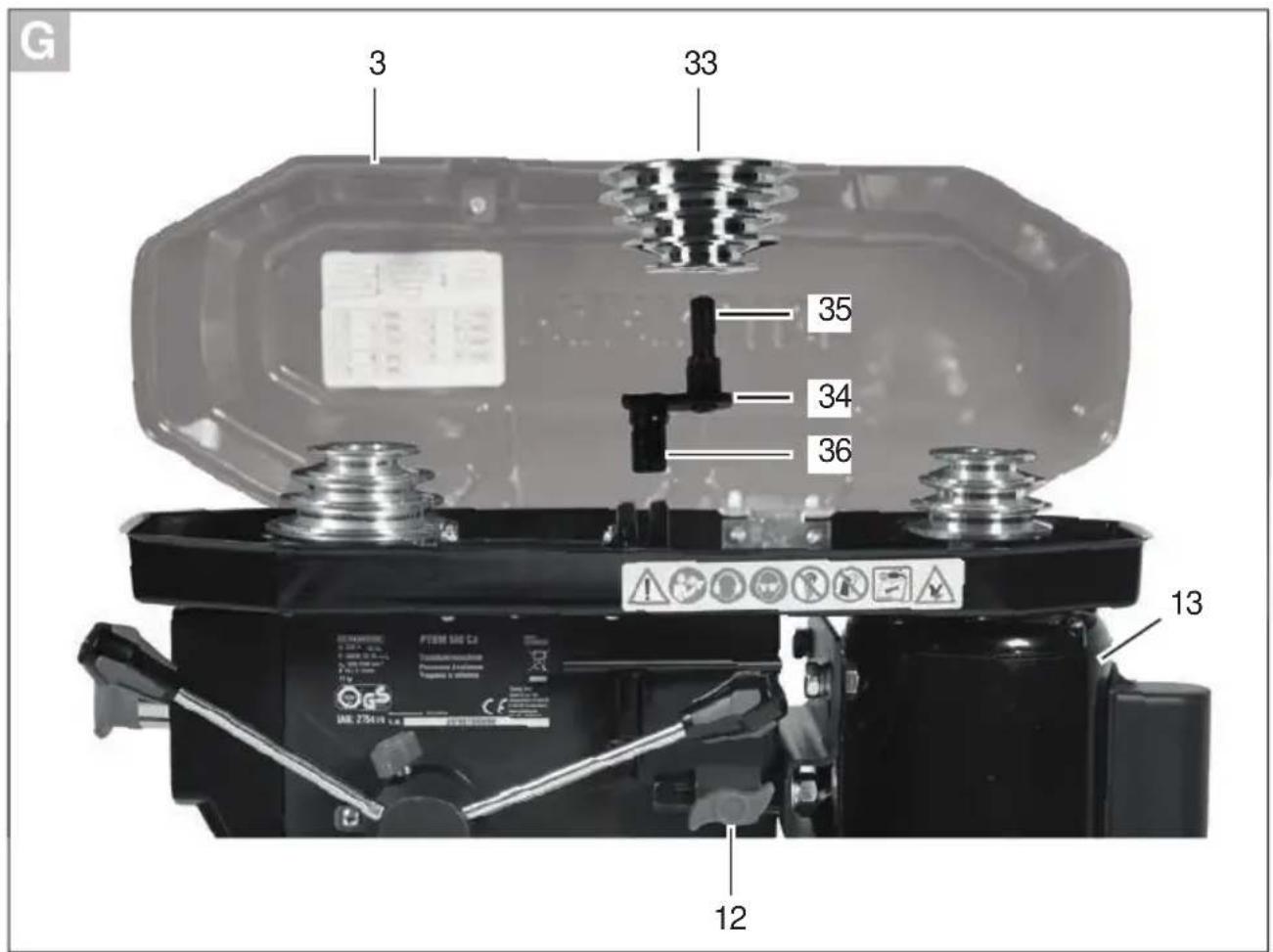 PARKSIDE PTBM 500 C3 - Explosionszeichnung • Exploded Drawing Vue éclatée • Explosietekening • Vykres sestaveni Plano de explosión • Vista em corte - 2