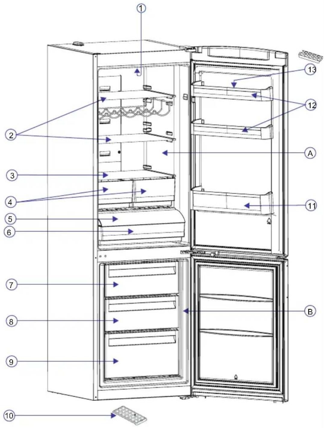 SINGER NEIGE297NFWH - THE PARTS OF THE APPLIANCE AND THE COMPARTMENTS - 1