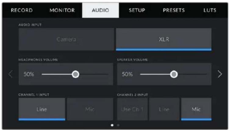 Blackmagic Design URSA Mini Pro 12K - XLR Audio Settings 1 - 1