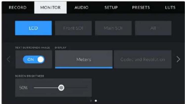 Blackmagic Design URSA Mini Pro 12K - Paramètre LCD de l'onglet monitor 2 - 1