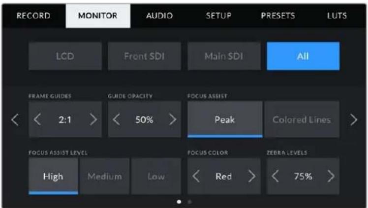 Blackmagic Design URSA Mini Pro 12K - Paramètre all de l'onglet moniteur 1 - 1