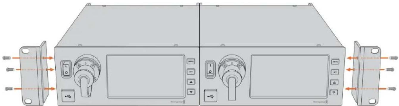 Blackmagic Design URSA Mini Pro 12K - Preparing two Blackmagic Studio Fiber Converters for side by side installation into a rack: - 4