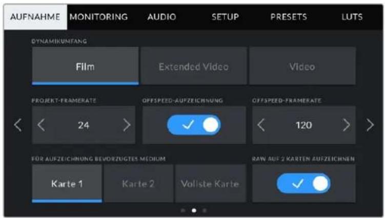 Blackmagic Design URSA Mini Pro 12K - RECORD-Einstellungen 2 - 1
