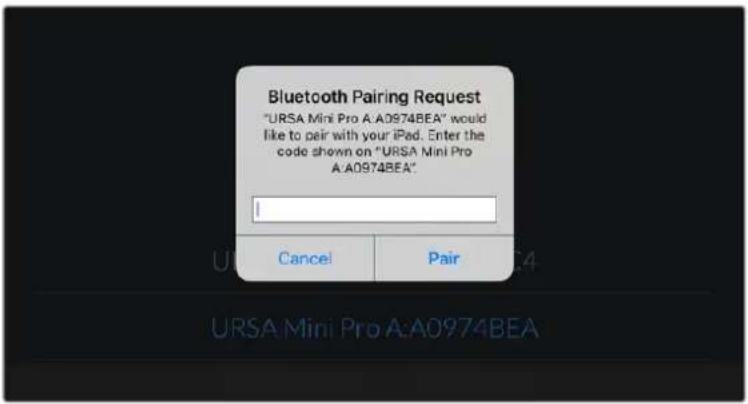 Blackmagic Design URSA Mini Pro 12K - To pair your camera with an iPad for the first time: - 2
