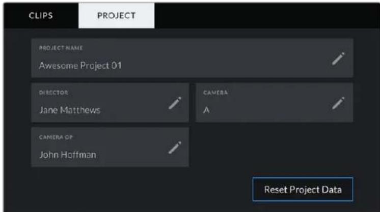 Blackmagic Design URSA Mini Pro 12K - 'Project' Metadata - 1