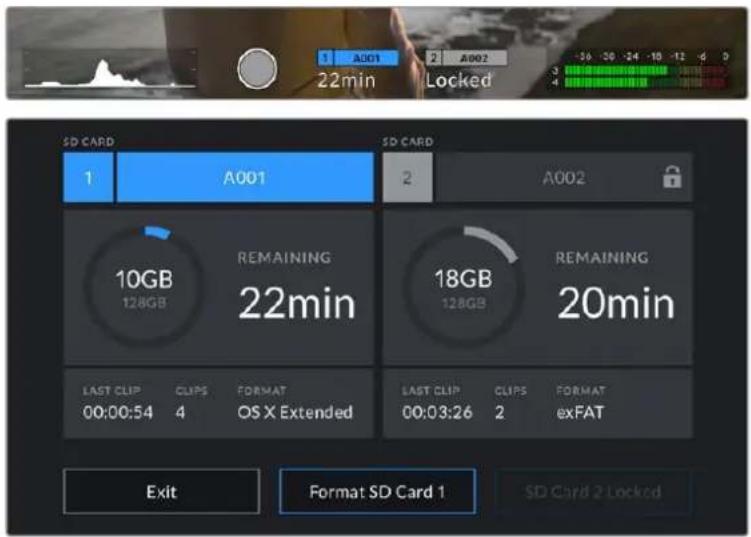 Blackmagic Design URSA Mini Pro 12K - SD-Karten sperren und entsperren - 2