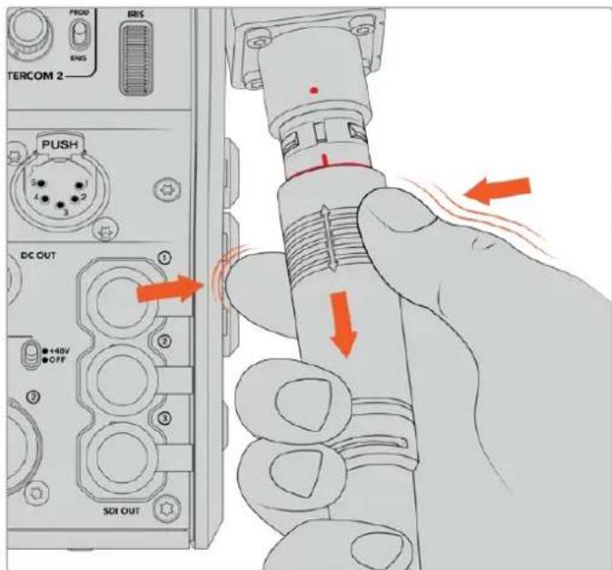 Blackmagic Design URSA Mini Pro 12K - To disconnect the cable: - 1