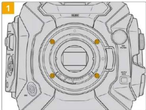 Blackmagic Design URSA Mini Pro 12K - To remove the original EF Mount from URSA Mini Pro 4.6K G2 or URSA Mini Pro 4.6K: - 1