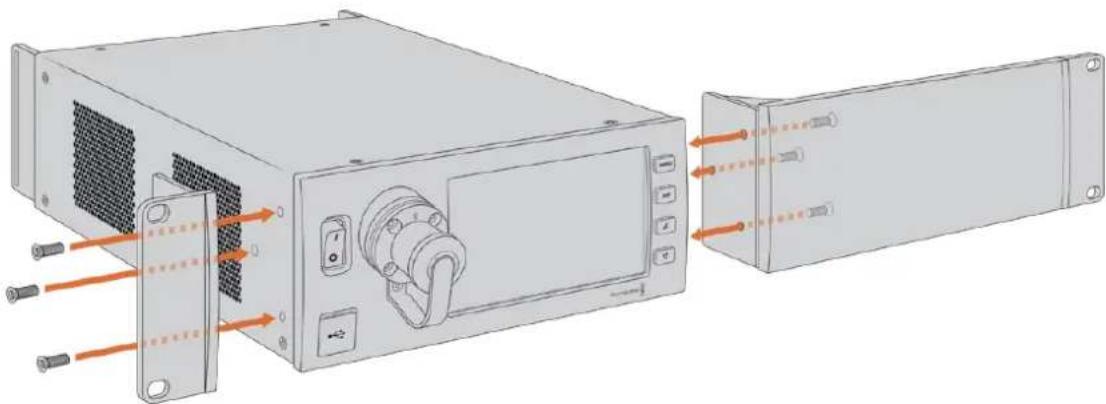 Blackmagic Design URSA Mini Pro 12K - Blackmagic Studio Fiber Converterをラックマウntonする準備作業: - 1