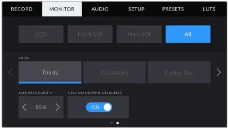Blackmagic Design URSA Mini Pro 12K - Paramètre all de l'onglet moniteur 2 - 1