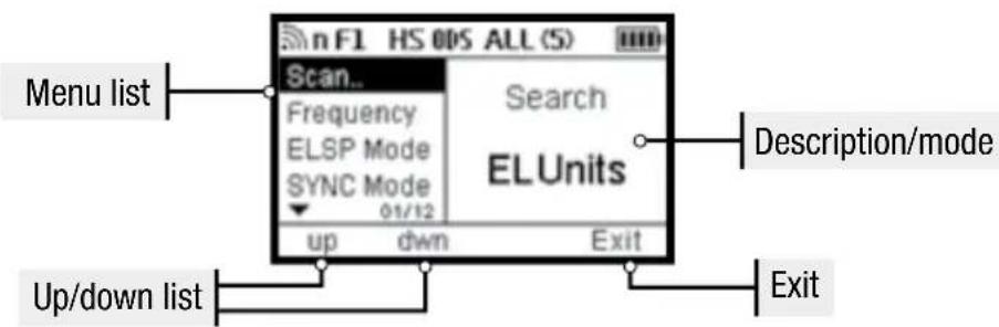 Elinchrom ELSkyport Transmitter Pro - ANZEIGEFELD - SETUP-MENU - 1