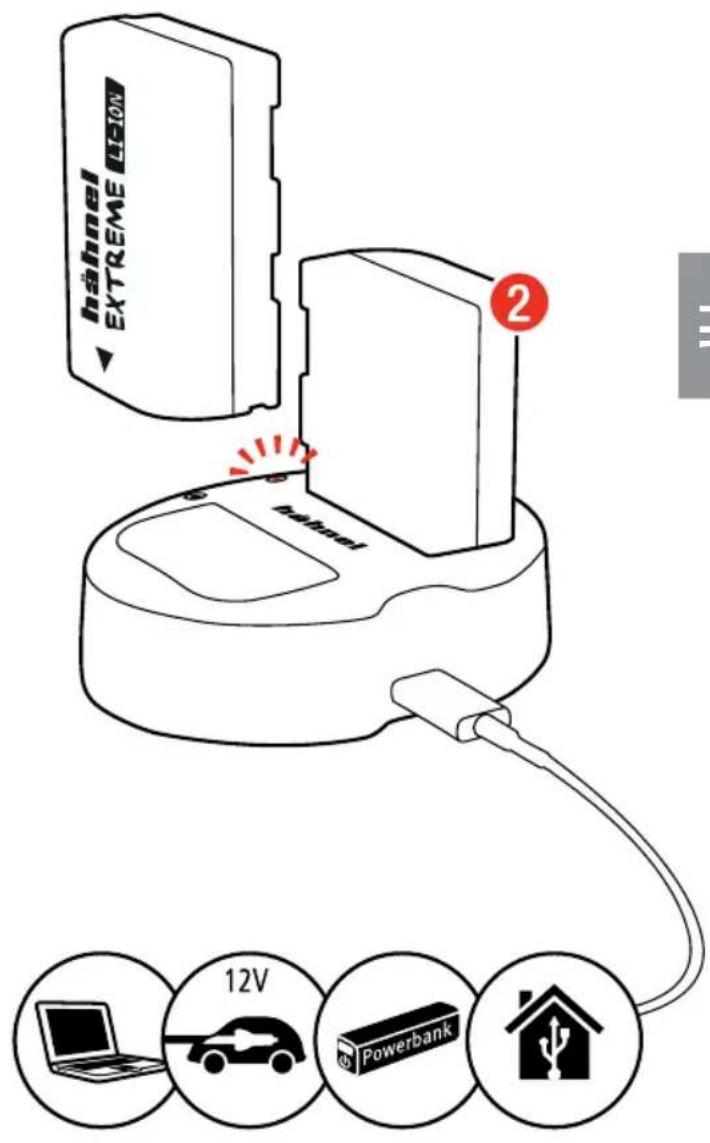 Hähnel HLXEL15HP - Connectez le chargeur à USB - 3