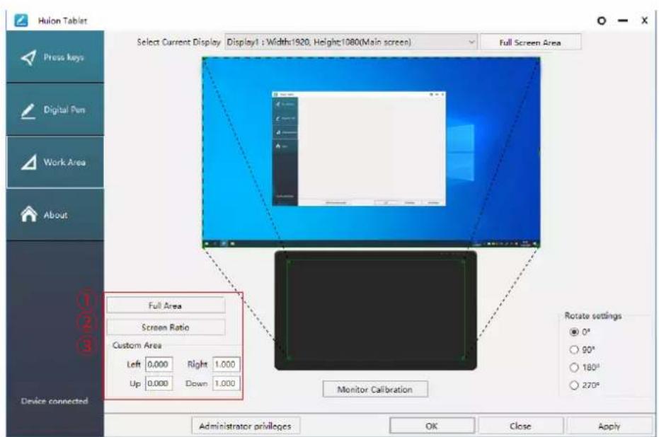 Huion Kamvas 22 Plus - Working Area Setting - 1