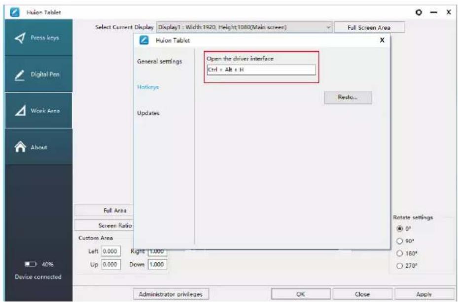 Huion Kamvas 22 Plus - Hotkeys settings - 1