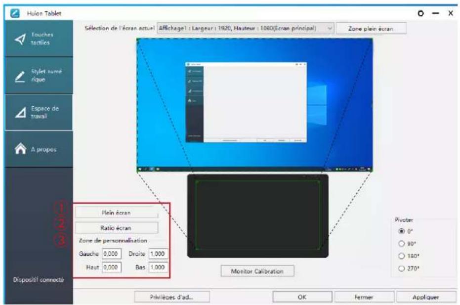 Huion Kamvas 22 Plus - Réglage de l'espace de travail - 1