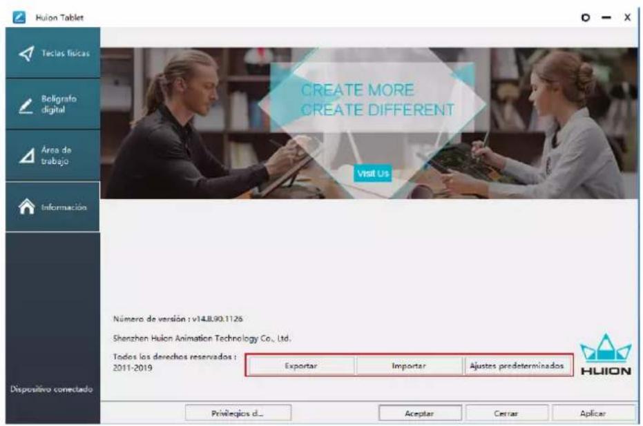 Huion Kamvas 22 Plus - Exportación e importación de datos - 1