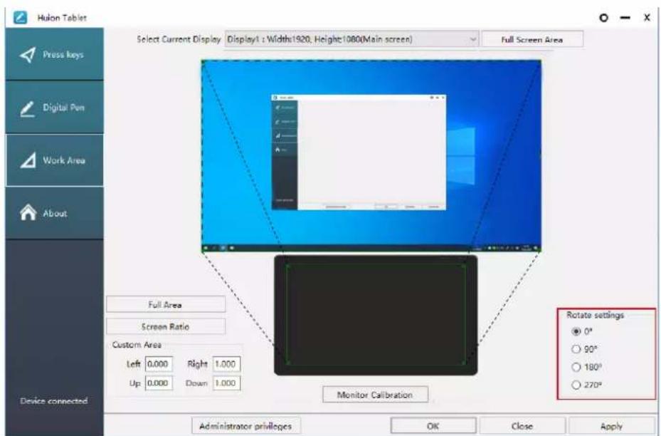 Huion Kamvas 22 Plus - Rotate Working Area - 1