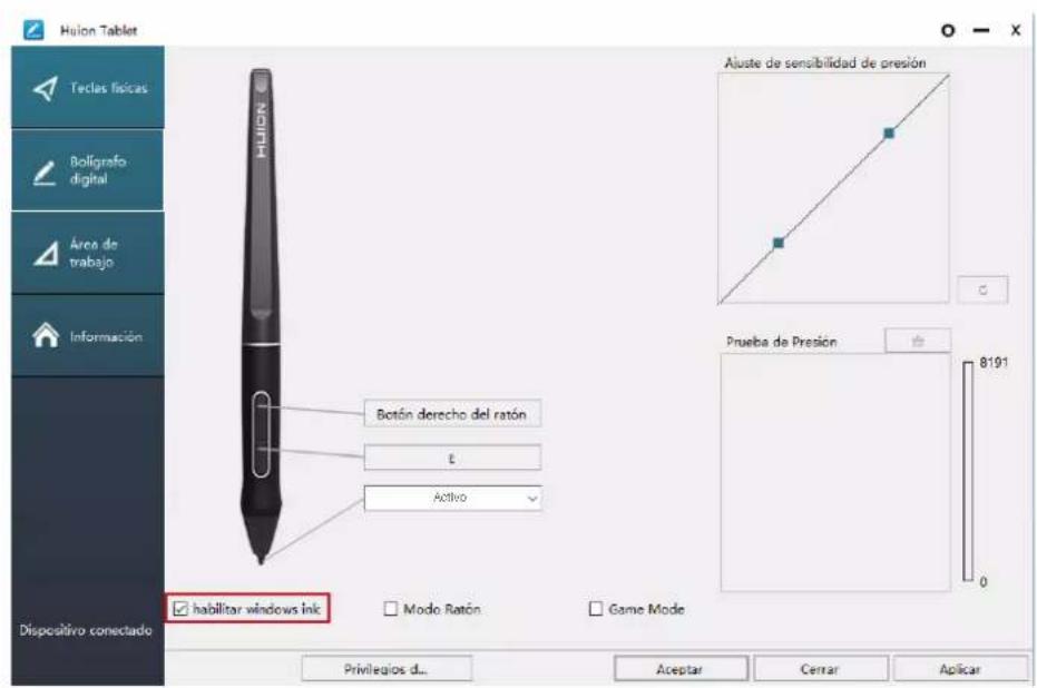 Huion Kamvas 22 Plus - Habilitar la funciona de Windows Ink - 1