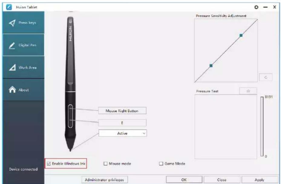 Huion Kamvas 22 Plus - Enable the Windows Ink Feature - 1