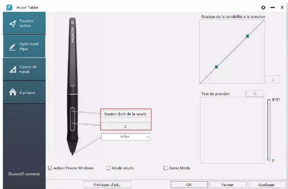 Huion Kamvas 22 Plus - Réglage du bouton du stylet - 1