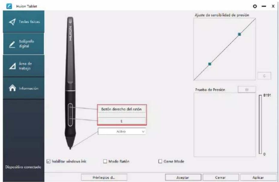 Huion Kamvas 22 Plus - Configuración de los botones del lápiz - 1