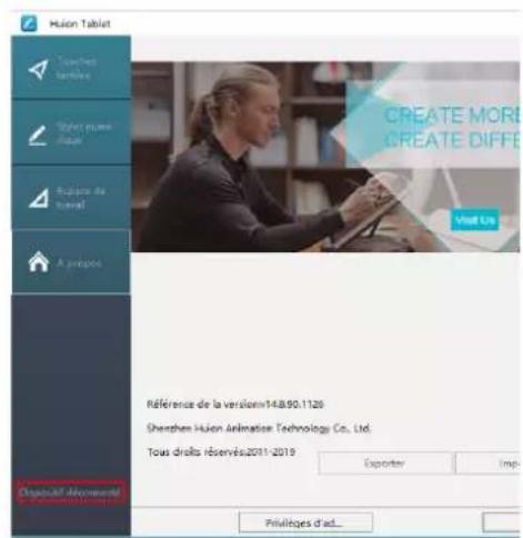 Huion Kamvas 22 Plus - Page des pilotes - 1