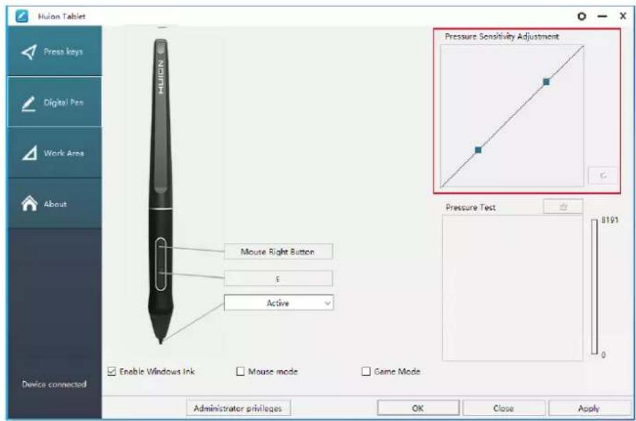 Huion Kamvas 22 Plus - Pressure Sensitivity Setting - 1