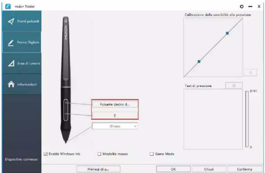Huion Kamvas 22 Plus - Impostazione funzioni tasti della penna - 1