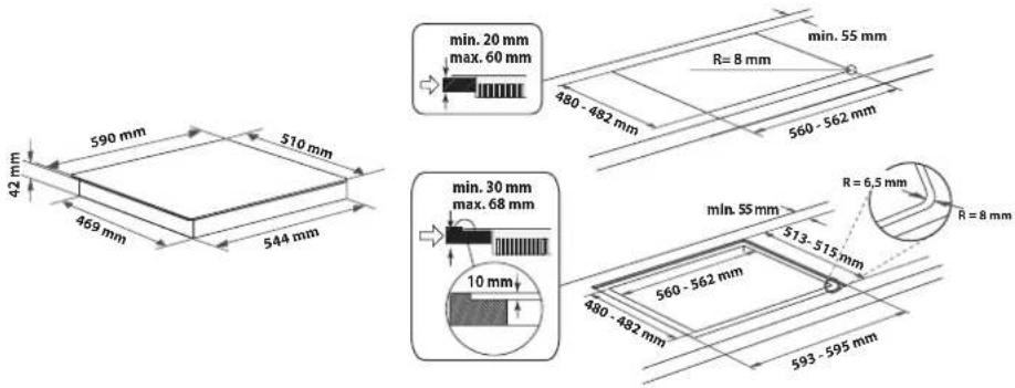 INDESIT ING 61TBK - DIMENSIONS ET DISTANCES A RESPECTER - 1
