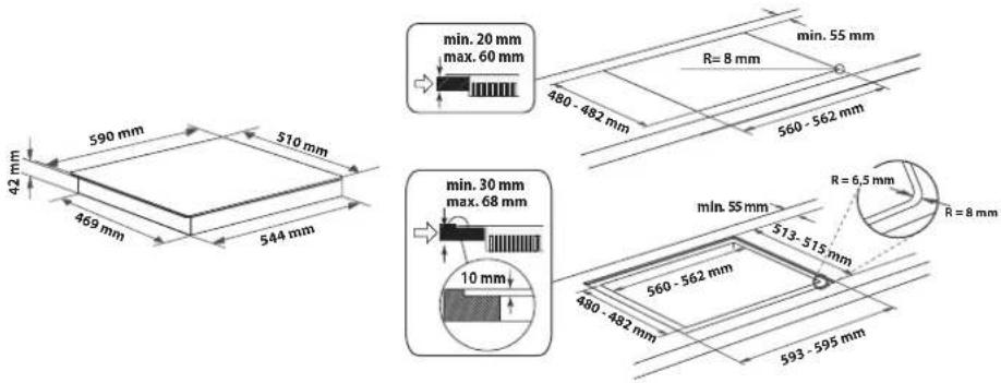 INDESIT ING 61TBK - DIMENSIONI E DISTANZE DA RISPETTARE - 1