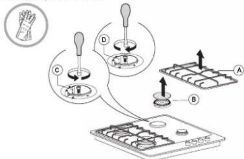 INDESIT ING 61TBK - REPLACING THE INJECTORS (see the injector table in the Safety instructions) - 1