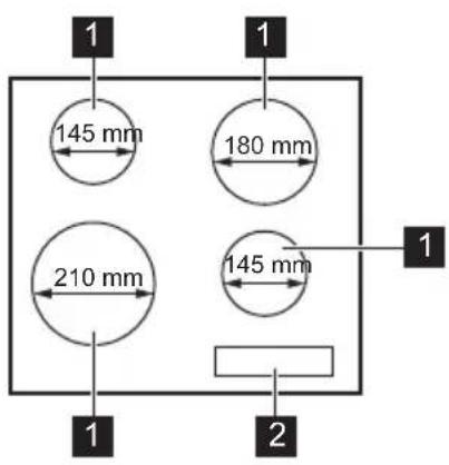 ZANUSSI ZHRN641X - Disposição da superfície de cozedura - 1