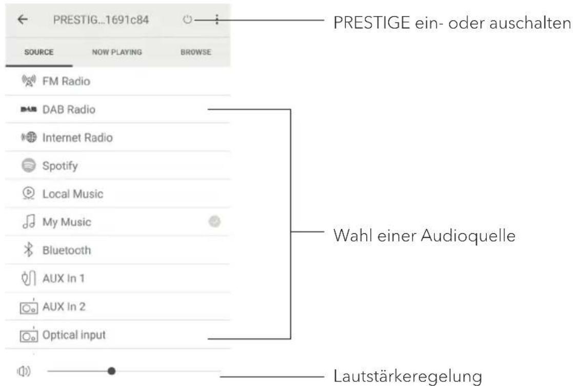 SONORO Prestige SO330 V3 - Steuern von PRESTIGE über die UNDOK™ App.: - 1