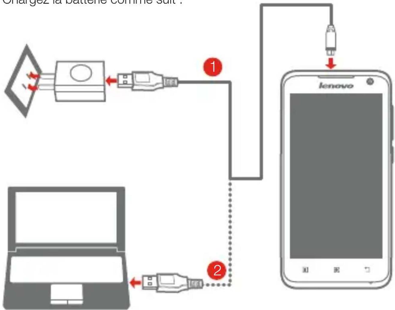 LENOVO A526 - Chargement de la batterie - 1