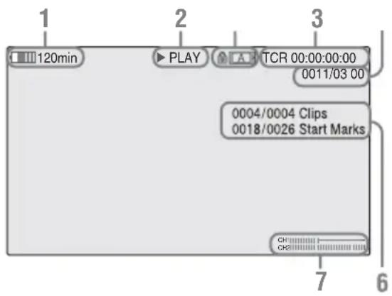 SONY PMW150 - Informations affichées sur l'écran de lecture - 1