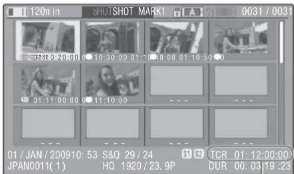 SONY PMW150 - Affichage de I'ecran SHOT MARK (modes UDF et FAT HD) - 1