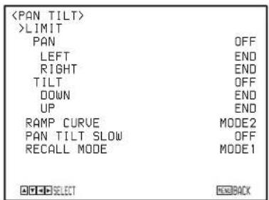SONY BRCH900 - PAN TILT Menu - 1
