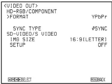 SONY BRCH900 - VIDEO OUT Menu - 1