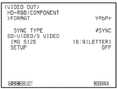 SONY BRCH900 - Menu VIDEO OUT - 1
