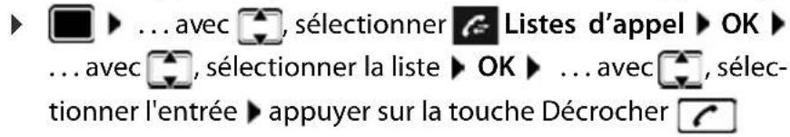 GIGASET E380A Care - Numérotation à partir d'une liste d'appels - 1