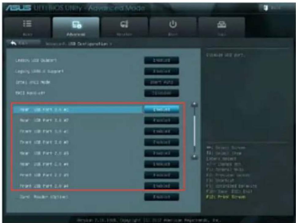 ASUS BM6635 - To disable or enable the front and rear USB 2.0 and 3.0 ports: - 1