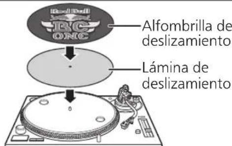 TECHNICS EAHF70N - Coloque la alfombrilla de deslizamiento y la lámina de deslizamiento sobre el plato giratorio. - 1
