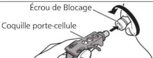 TECHNICS EAHF70N - Montez la coquille porte-cellule avec la cellule de lecture dans le bras de lecture. Gardez la coquille porte-cellule horizontale et serrez l'écrou de blocage. - 1
