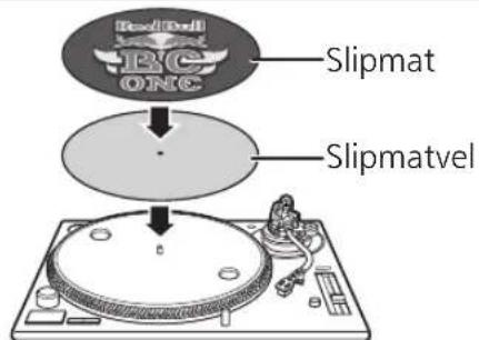 TECHNICS EAHF70N - Plaats de slipmat en het slipmatvel op de draaischijf. - 1