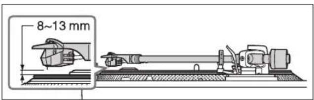 TECHNICS EAHF70N - Kontrollér armlift-højden (afstanden mellem nålespidsen og pladens overflade). Hvis der er behov for justering, gå til trin 2. - 1